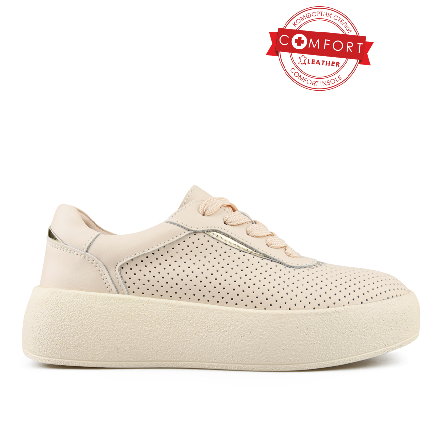 γυναικεία παπούτσια φυσικό δέρμα μπεζ 0