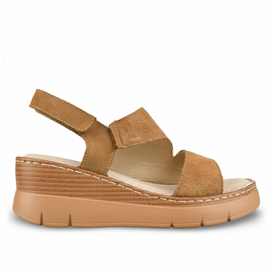 γυναικεία σανδάλια φυσικό δέρμα καφέ 0