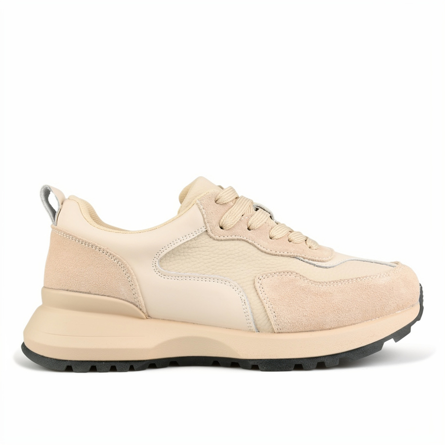 дамски маратонки естествена кожа бежови 0