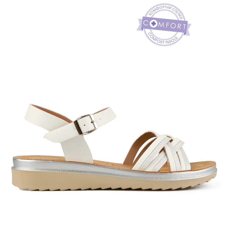 γυναικεία σανδάλια οικολογικό δέρμα λευκά 0