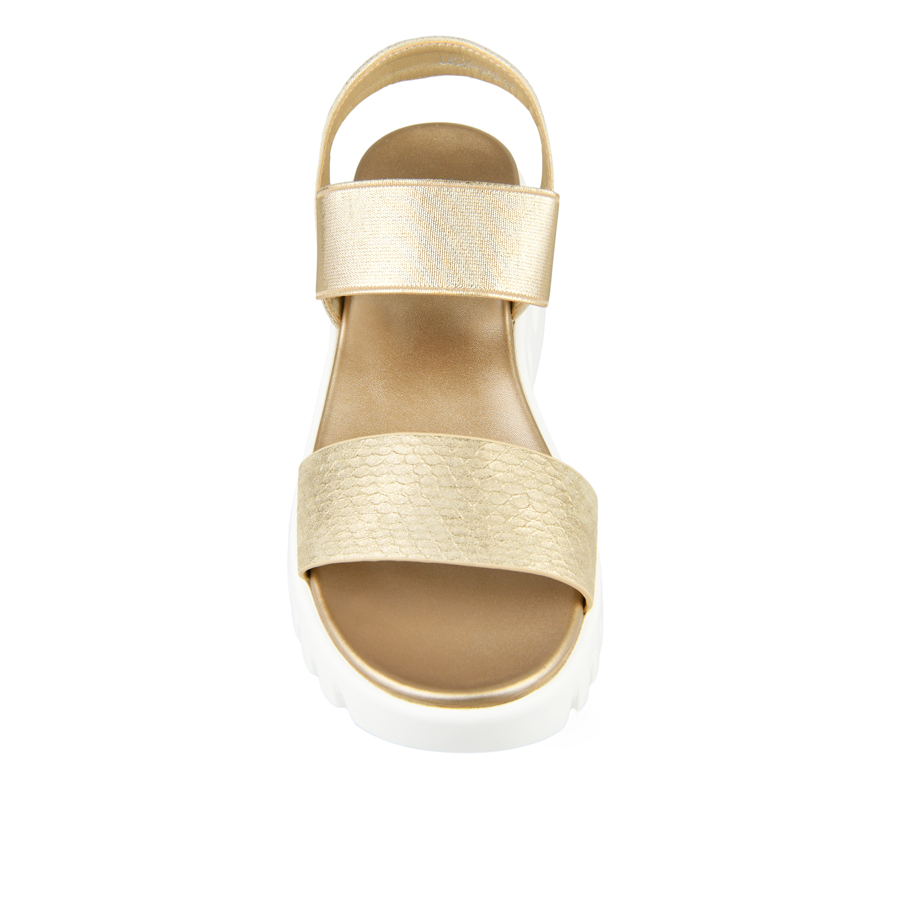 γυναικεία σανδάλια ύφασμα/οικολογικό δέρμα χρυσές 1
