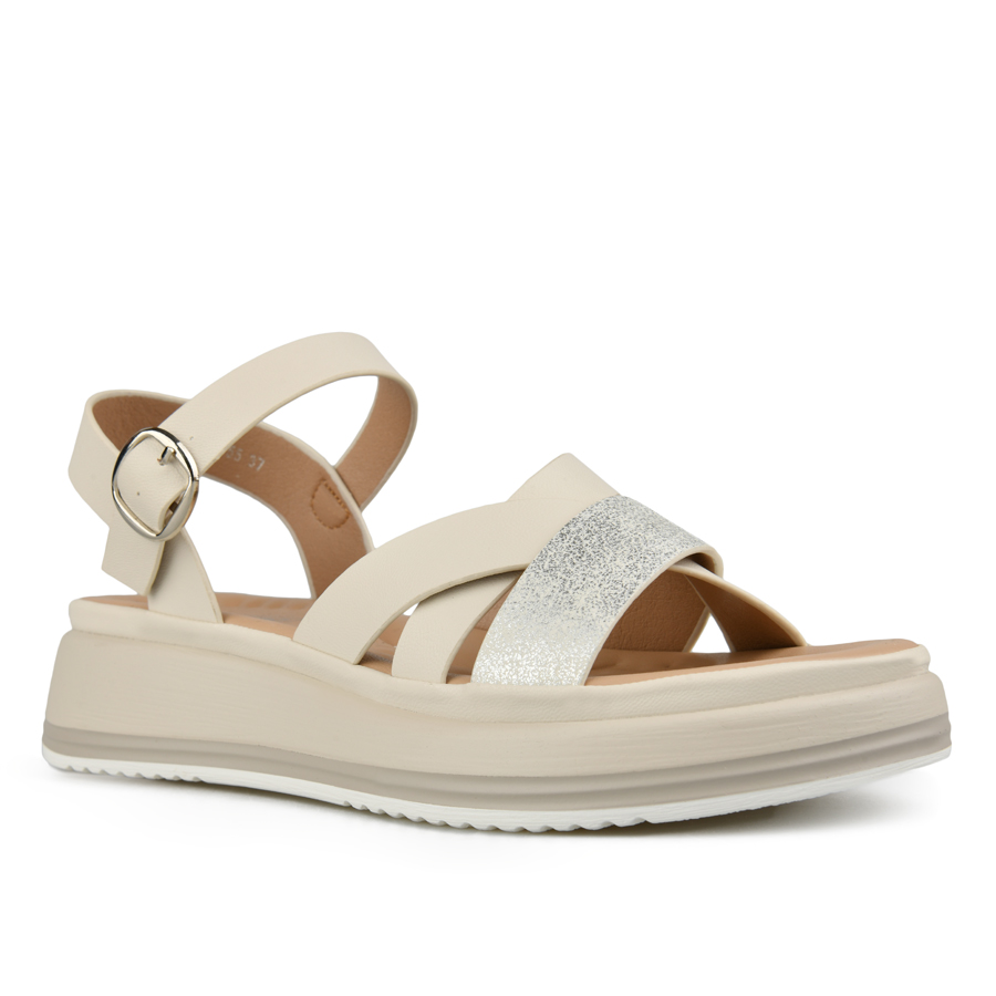 γυναικεία σανδάλια οικολογικό δέρμα ανοιχτό μπεζ 2