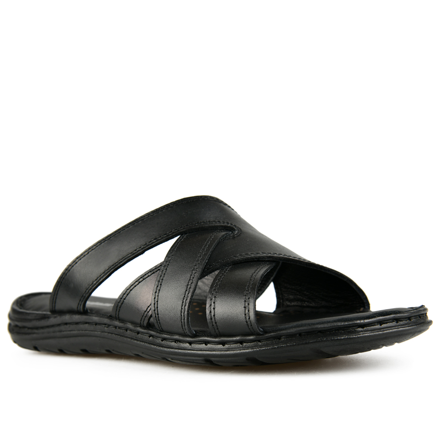 ανδρικά παντόφλες φυσικό δέρμα μαύρο 1