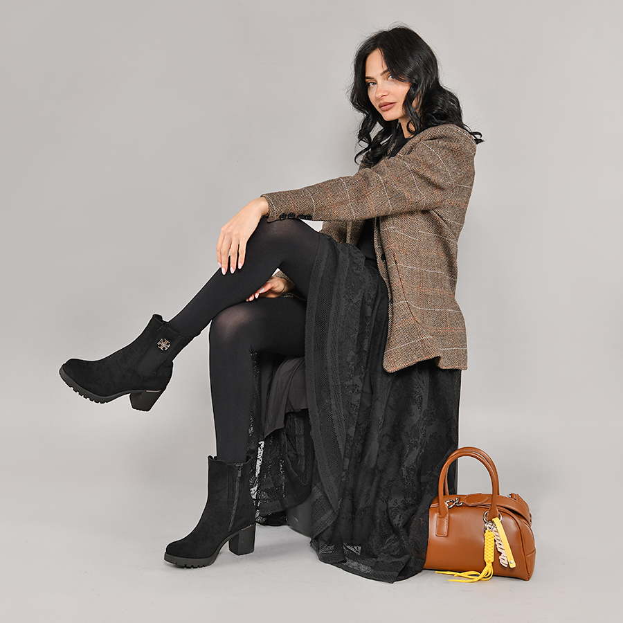 дамски боти текстил черни 6