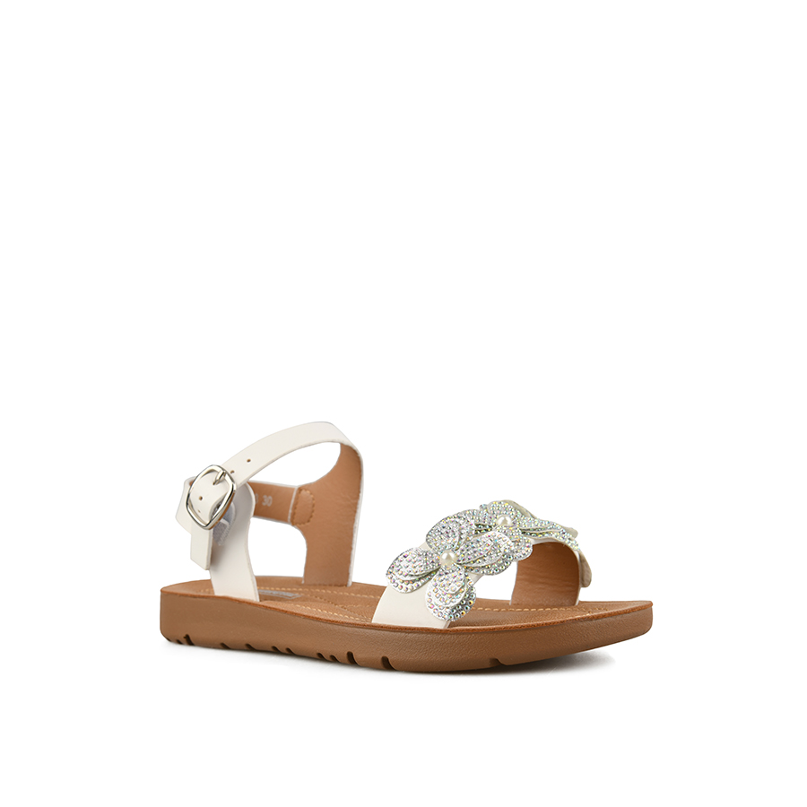 παιδικά σανδάλια ύφασμα/οικολογικό δέρμα λευκά 1