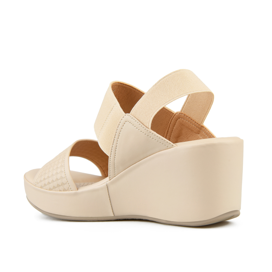 γυναικεία σανδάλια ύφασμα/οικολογικό δέρμα μπεζ 3