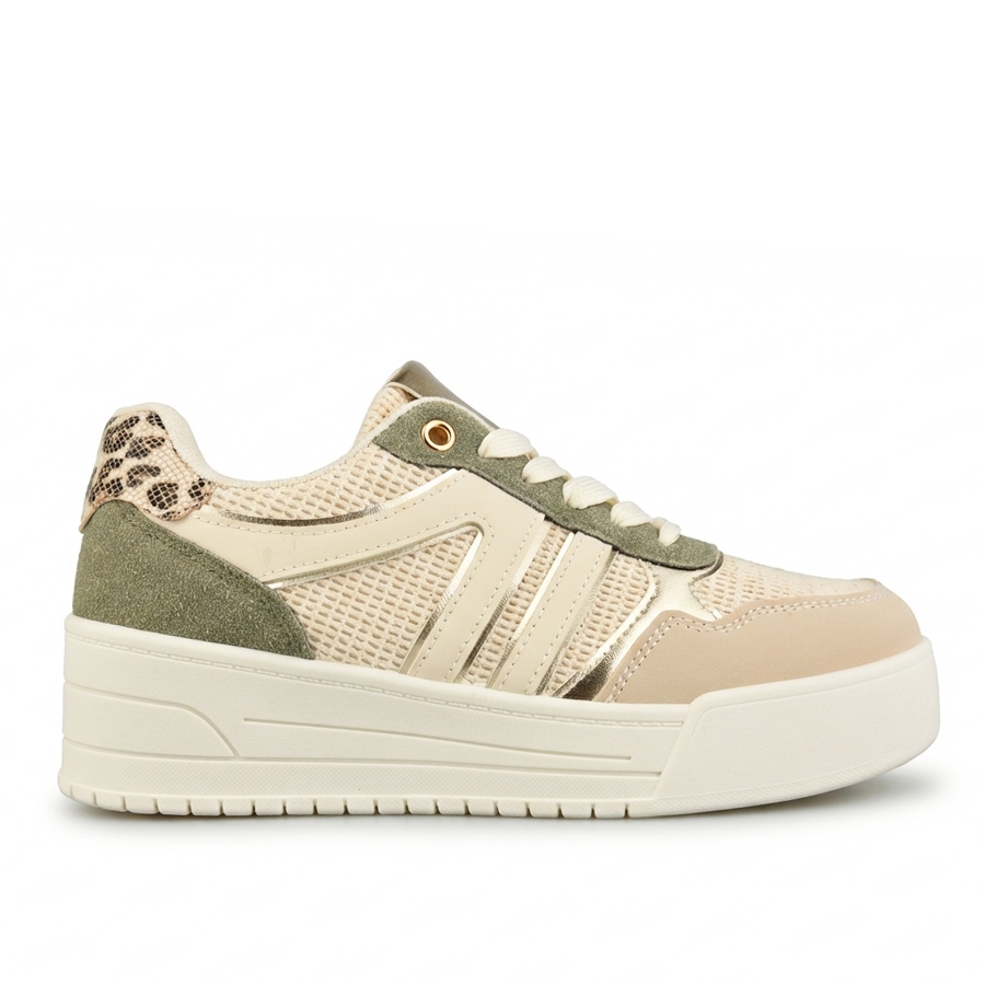 дамски маратонки еко кожа/текстил бежови 0