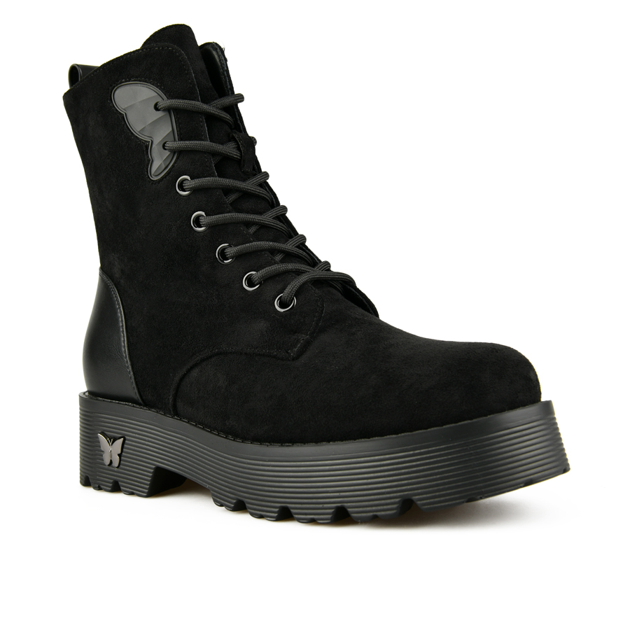 γυναικεία μποτάκια οικολογικό δέρμα/ύφασμα μαύρο 1