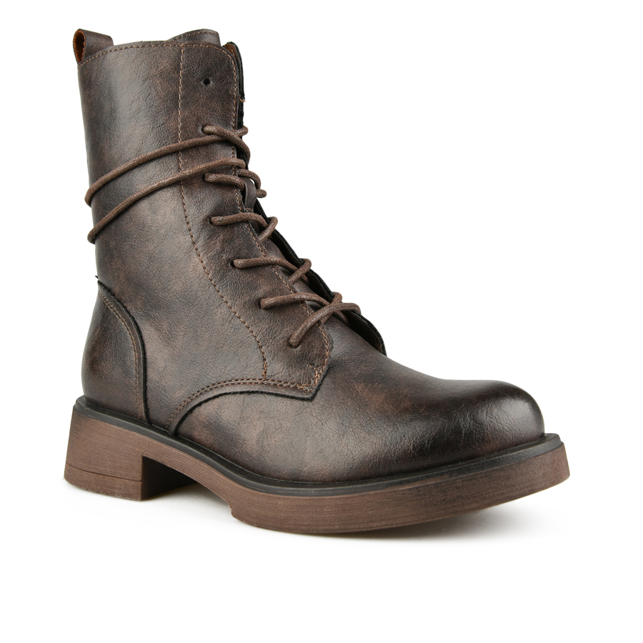 botine damă piele ecologică maro 1