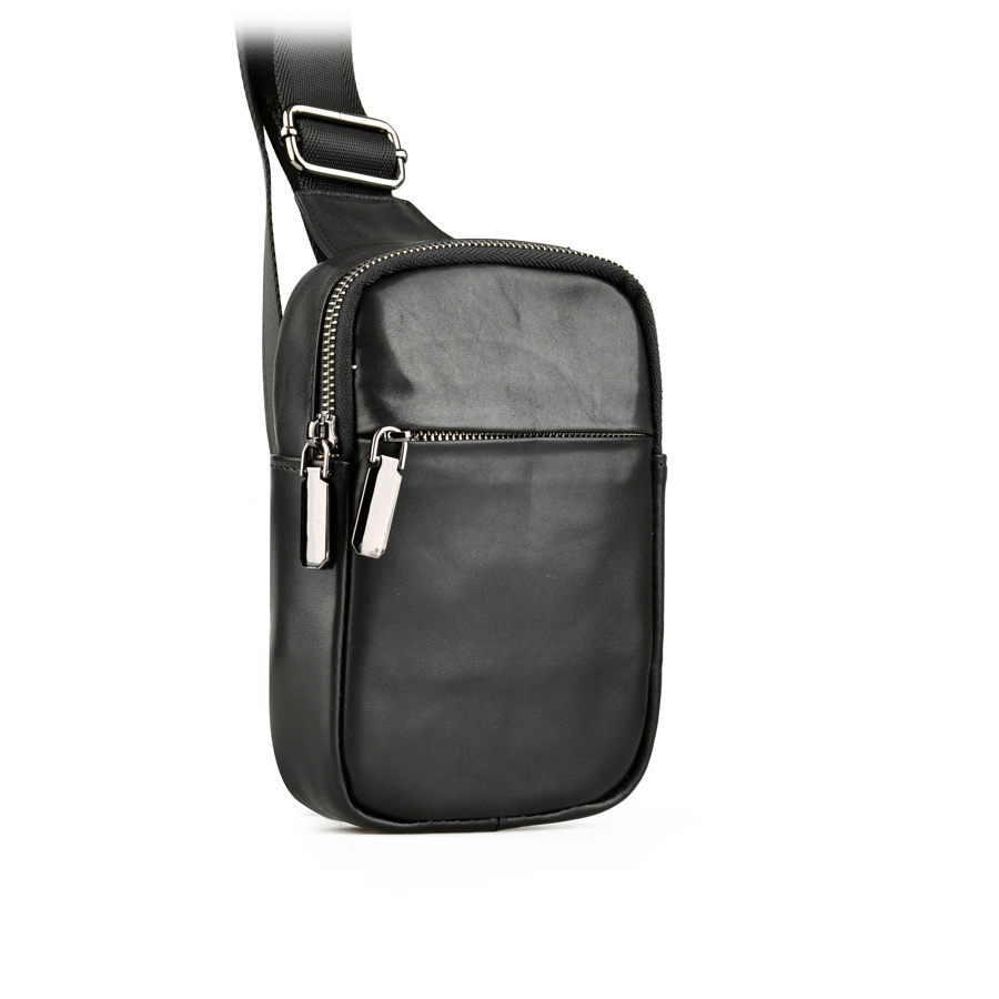 мъжка чанта естествена кожа черна 0