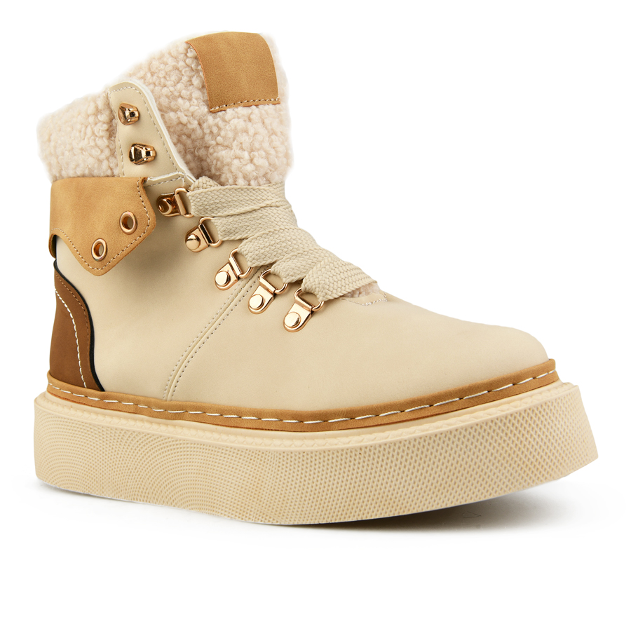 botine damă piele ecologică/textil bej 1