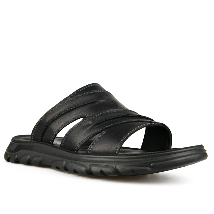 ανδρικά παντόφλες φυσικό δέρμα μαύρο 1