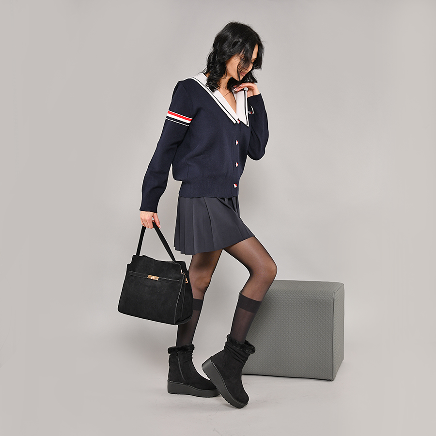 γυναικεία τσάντα οικολογικό δέρμα/ύφασμα μαύρη 3