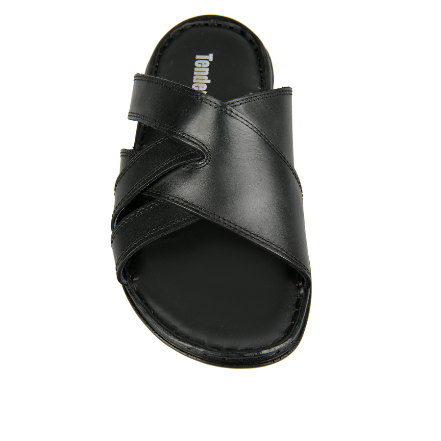 ανδρικά παντόφλες φυσικό δέρμα μαύρο 2