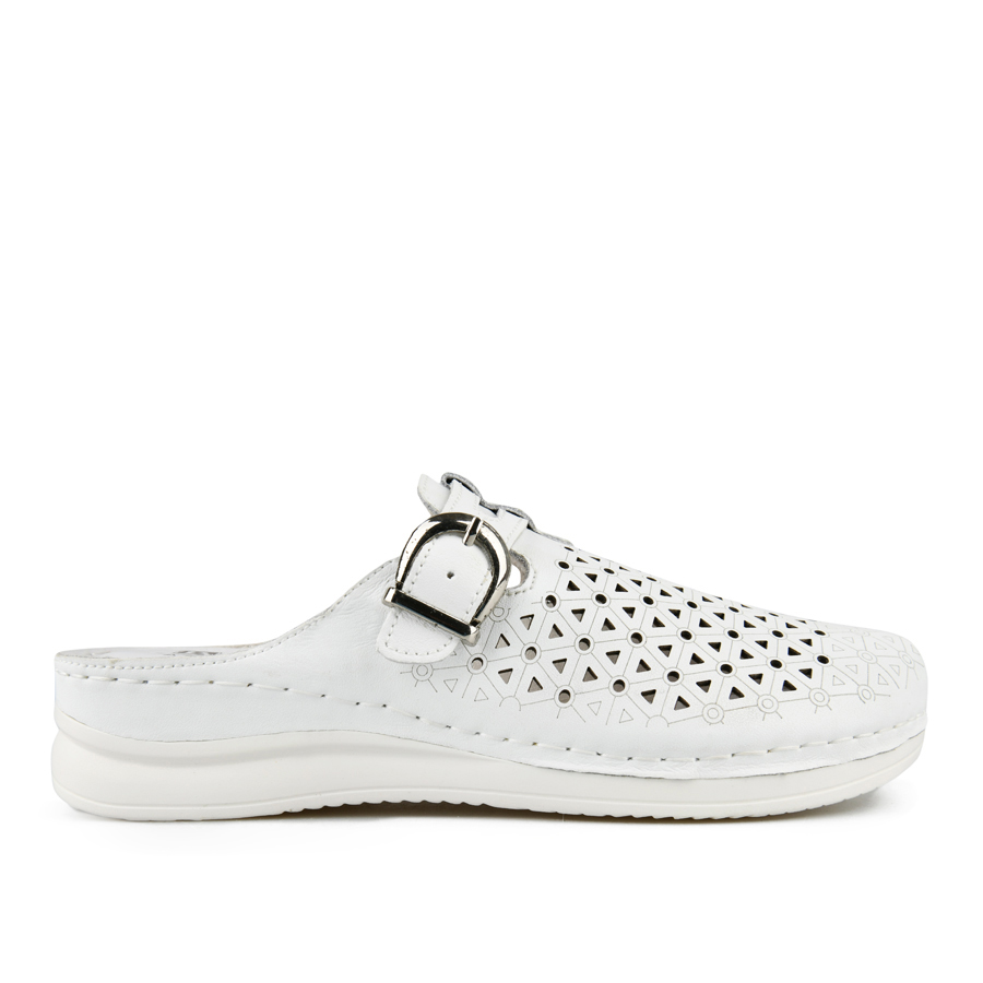 дамски чехли естествена кожа бели 0