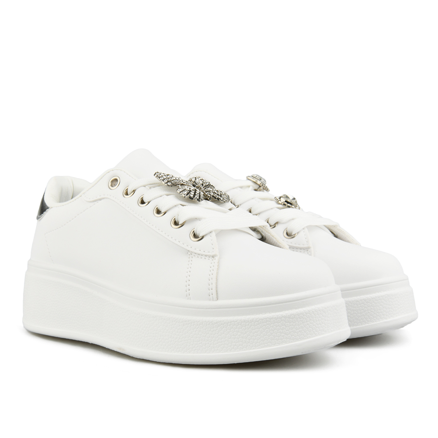 дамски кецове еко кожа бели 1