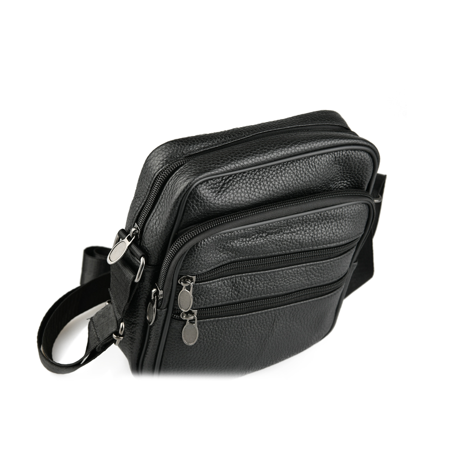 мъжка чанта естествена кожа черна 2