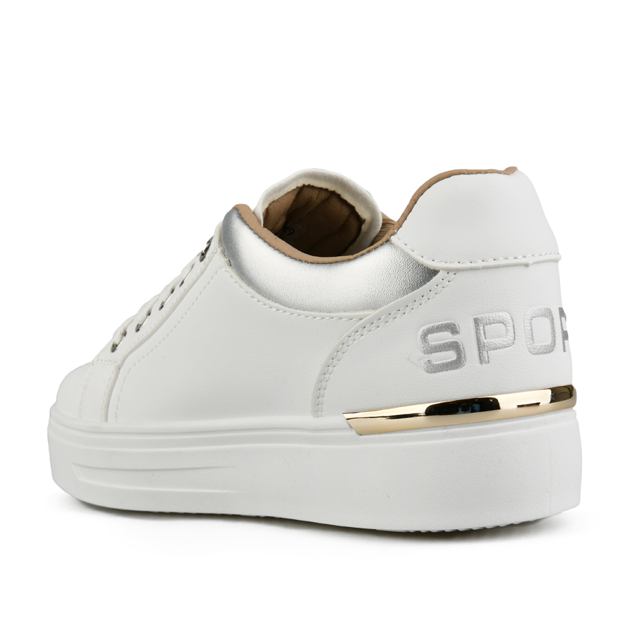 дамски кецове еко кожа бяло/сребърни 3