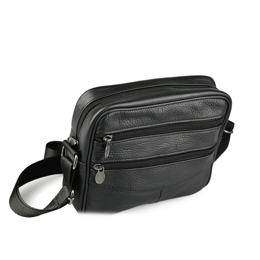 мъжка чанта естествена кожа черна 2