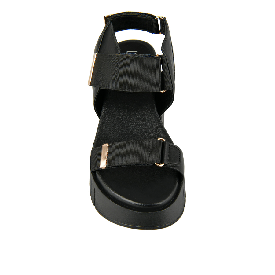 γυναικεία σανδάλια ύφασμα/οικολογικό δέρμα μαύρο 2