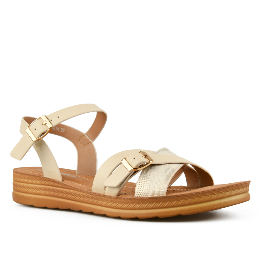 γυναικεία σανδάλια οικολογικό δέρμα ανοιχτό μπεζ 2