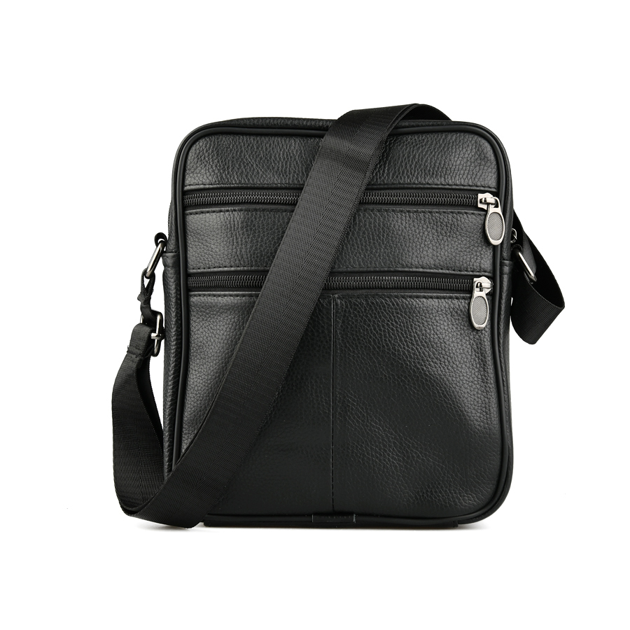 мъжка чанта естествена кожа черна 1