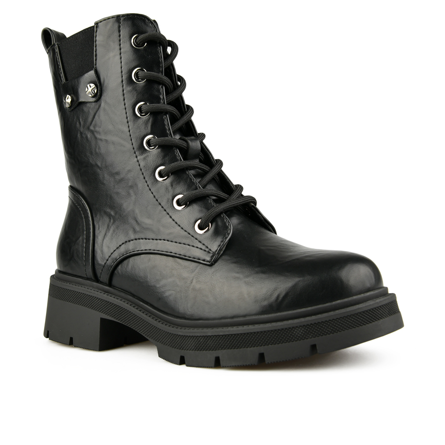 γυναικεία μποτάκια ύφασμα/οικολογικό δέρμα μαύρο 1