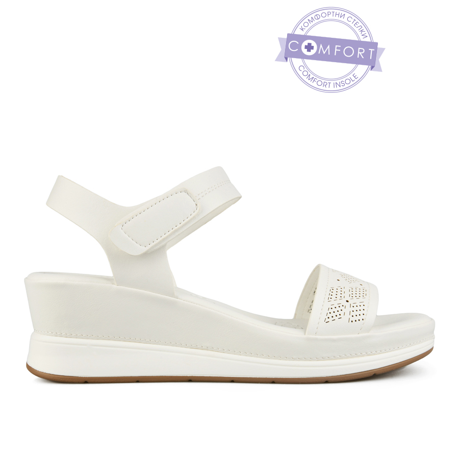 дамски сандали еко кожа бели 0