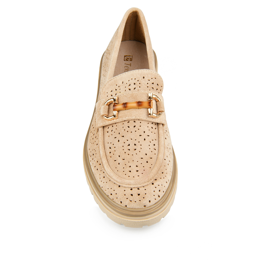 γυναικεία παπούτσια ύφασμα μπεζ 1