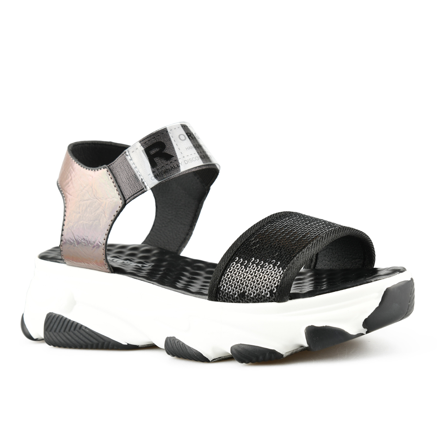 дамски сандали еко кожа/текстил черни 0