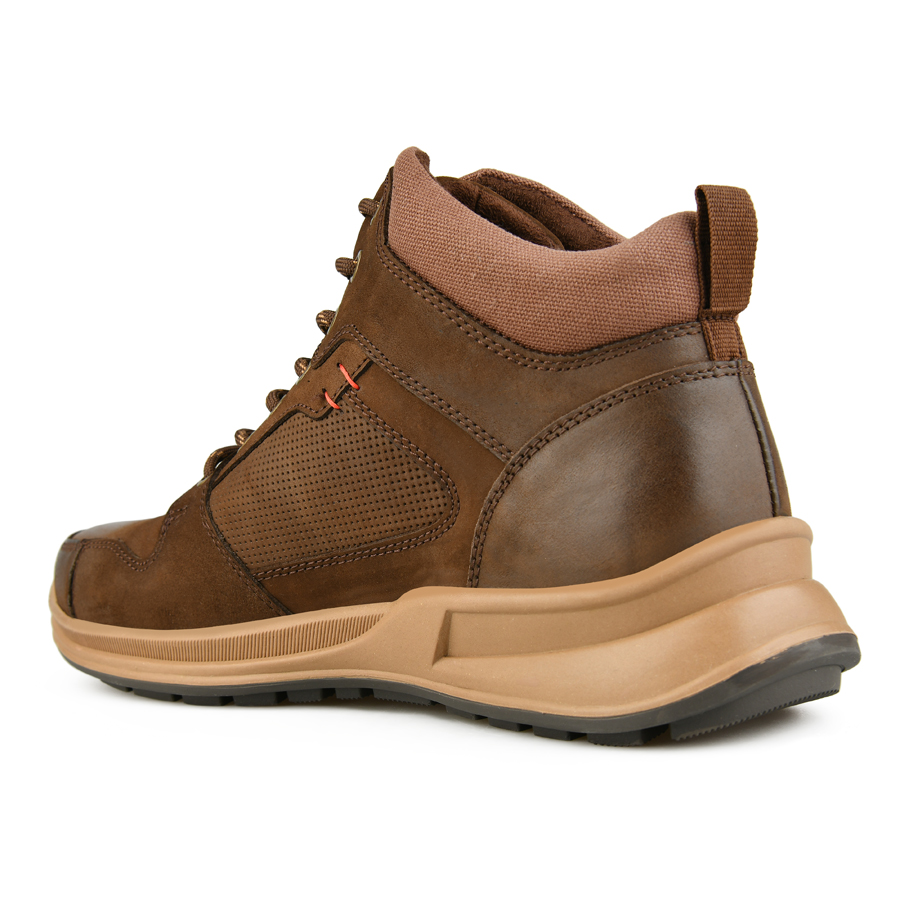 botine bărbați piele naturală/textil maro 3