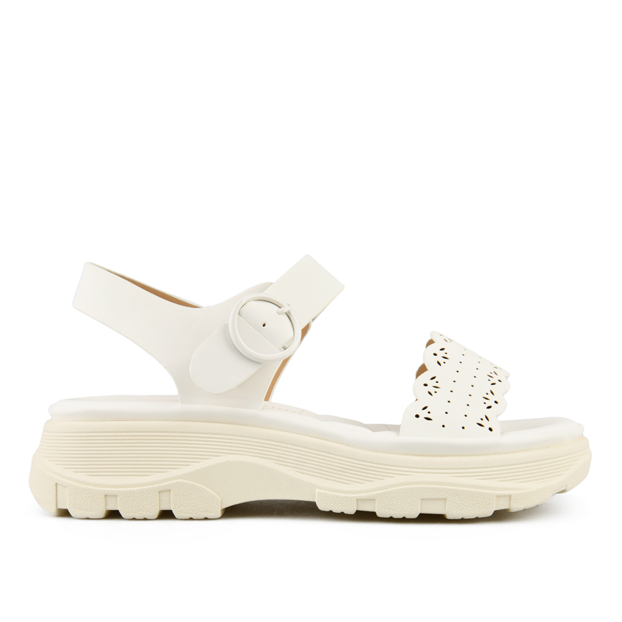 sandale damă piele ecologică alb 0