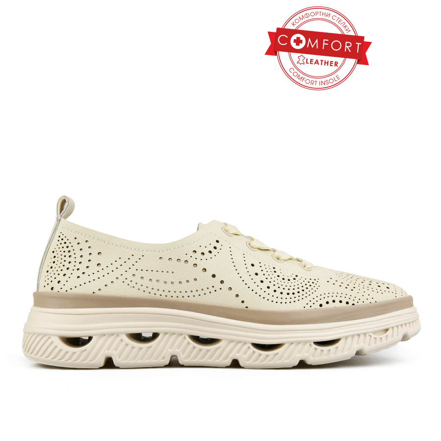 γυναικεία παπούτσια φυσικό δέρμα μπεζ 0