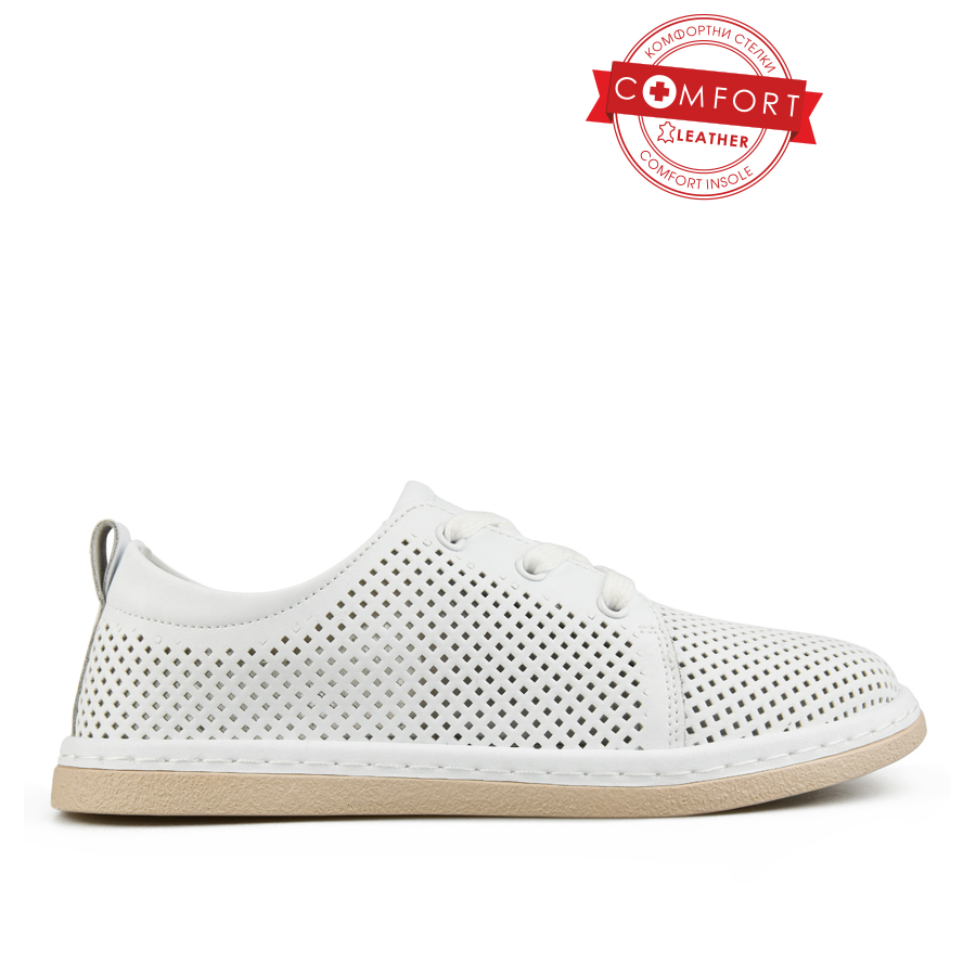 дамски обувки естествена кожа бели 0