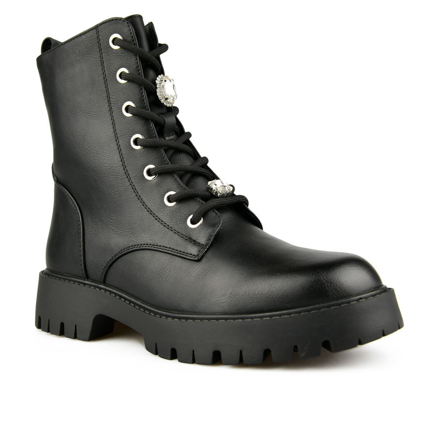 γυναικεία μποτάκια οικολογικό δέρμα μαύρο 1