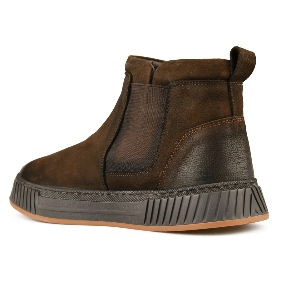 ανδρικά μποτάκια φυσικό δέρμα σκούρο καφέ 4