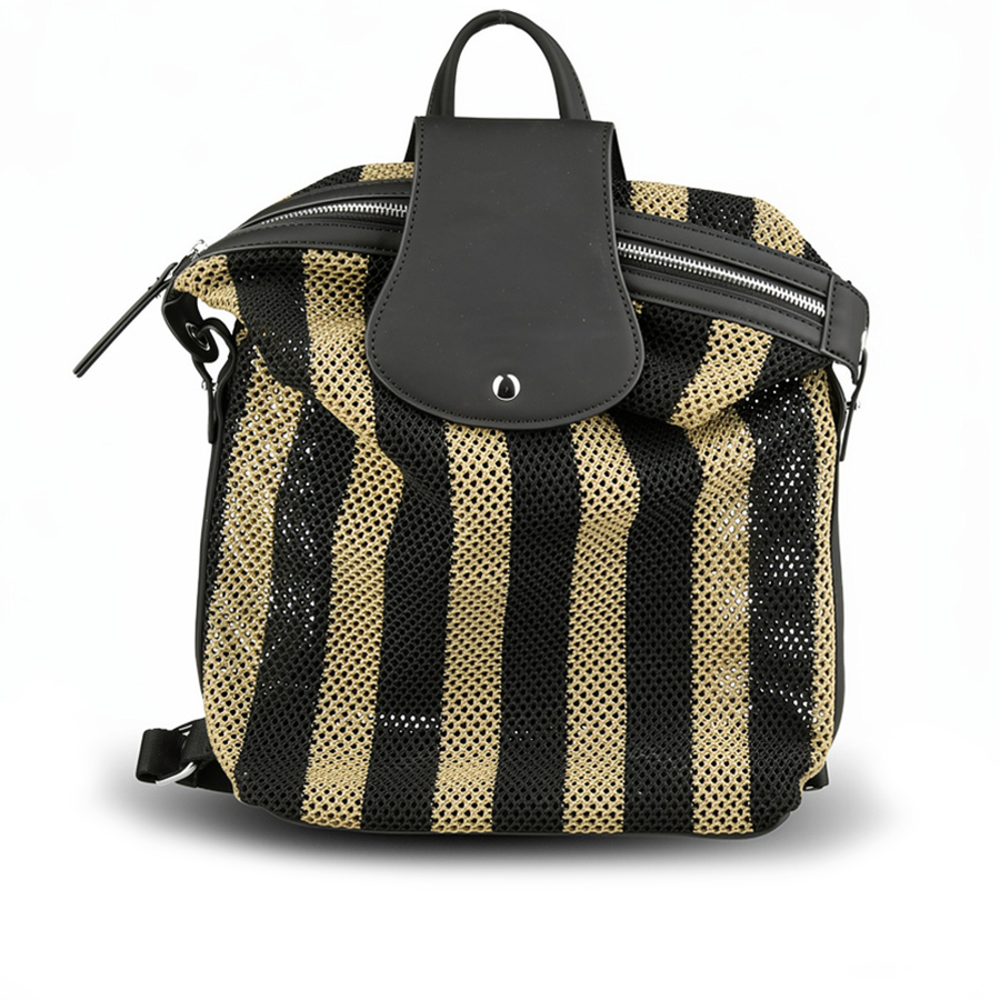 γυναικεία σακίδιο πλάτης οικολογικό δέρμα μαύρο/πράσινο 0