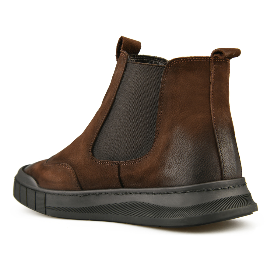 ανδρικά μποτάκια φυσικό δέρμα σκούρο καφέ 4