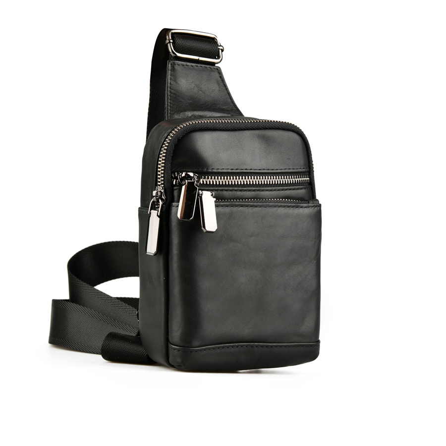 мъжка чанта естествена кожа черна 0