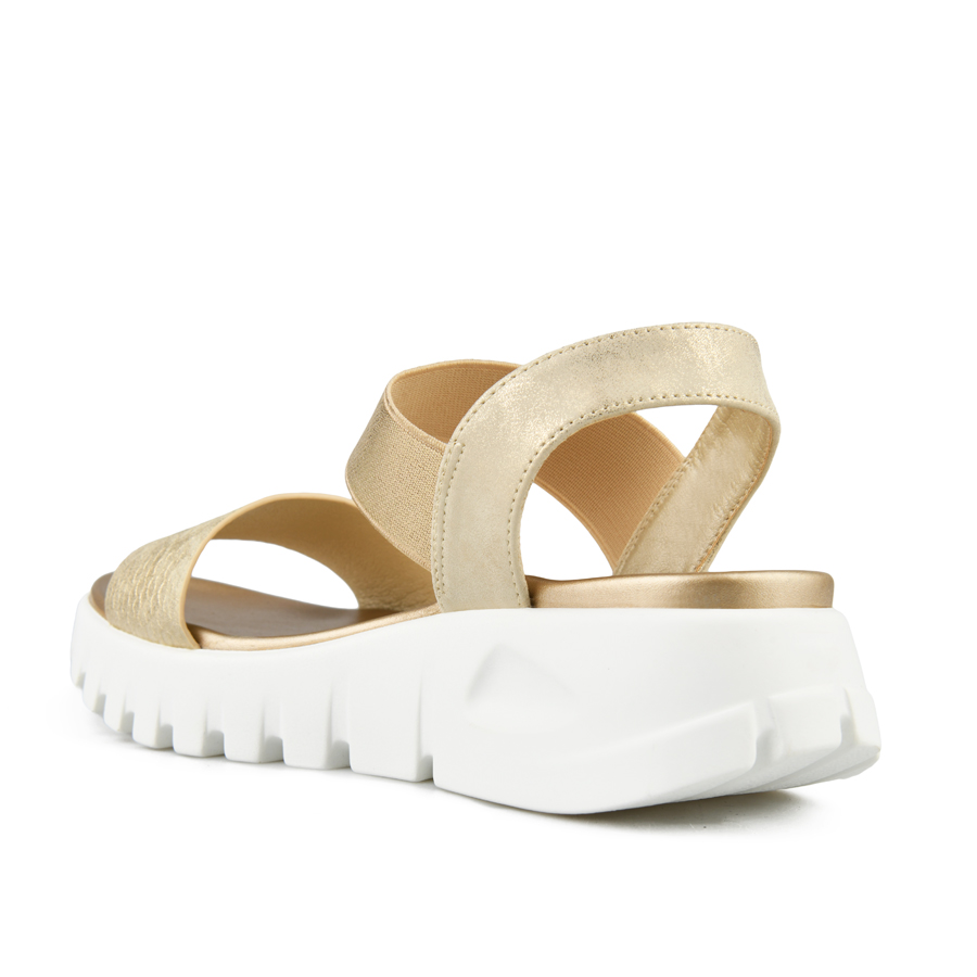 γυναικεία σανδάλια ύφασμα/οικολογικό δέρμα χρυσές 3