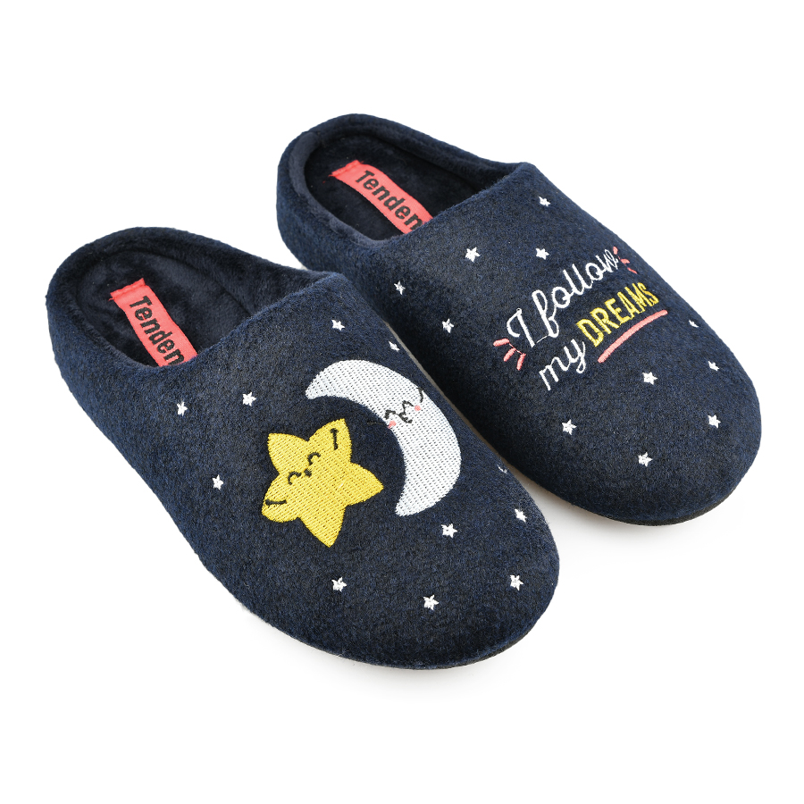 дамски пантофи текстил сини 0