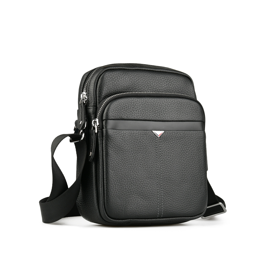 мъжка чанта естествена кожа черна 0