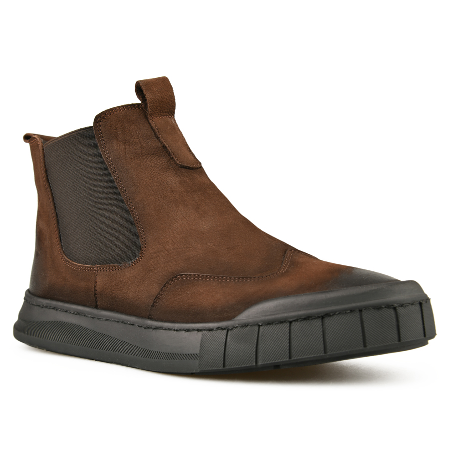 ανδρικά μποτάκια φυσικό δέρμα σκούρο καφέ 2