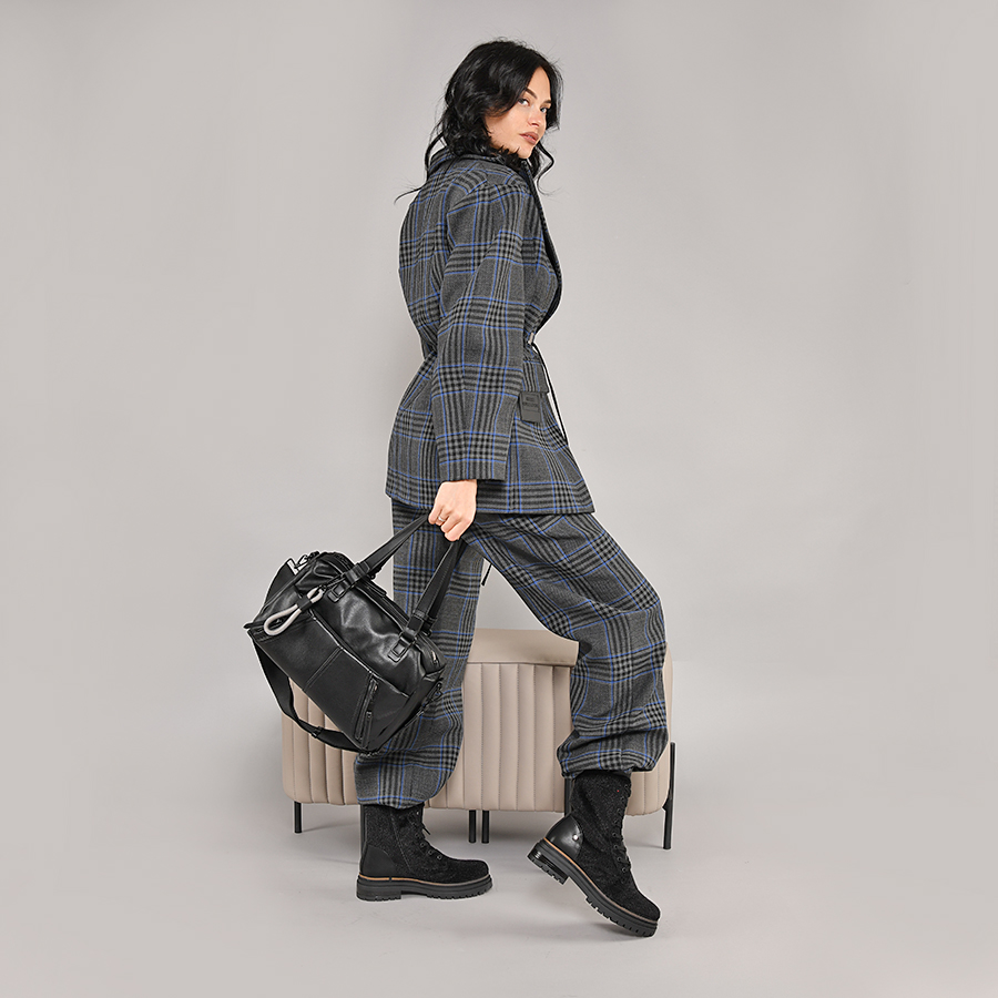 дамски боти еко кожа/текстил черни 6