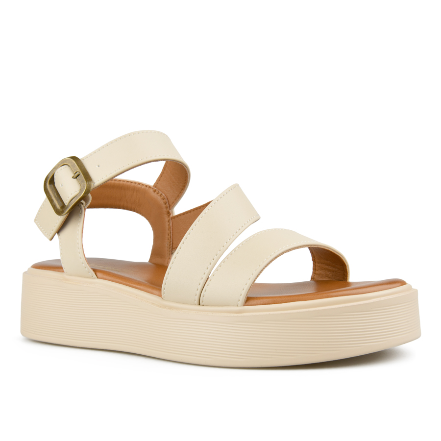 sandale damă piele ecologică bej 2