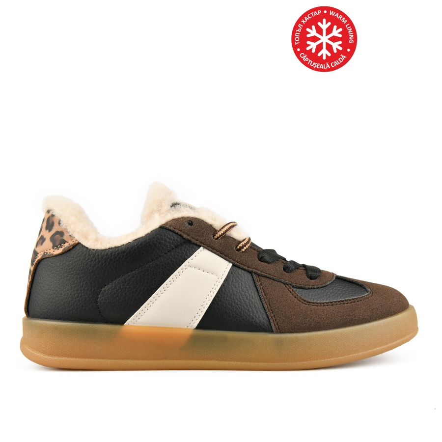 γυναικεία sneakers οικολογικό δέρμα μαυρό/καφέ 0