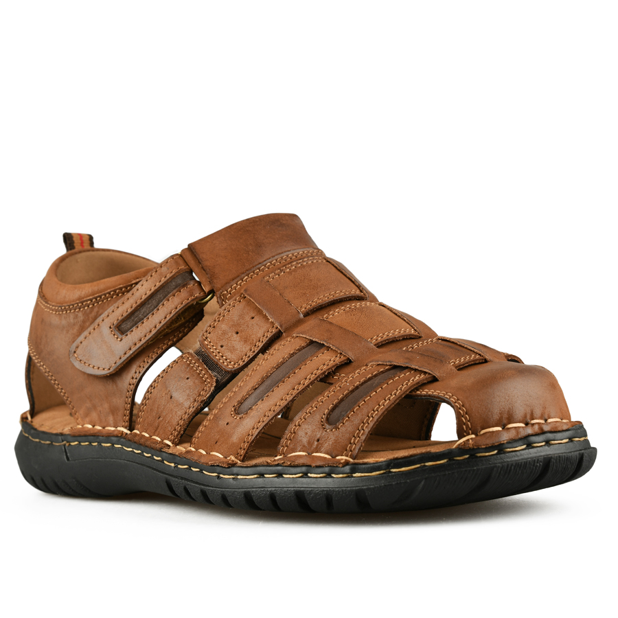 мъжки сандали естествена кожа кафяви 2