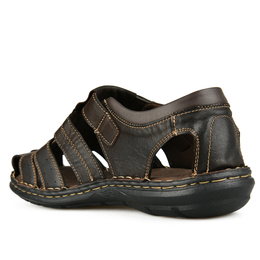 мъжки сандали естествена кожа тъмно кафяви 3