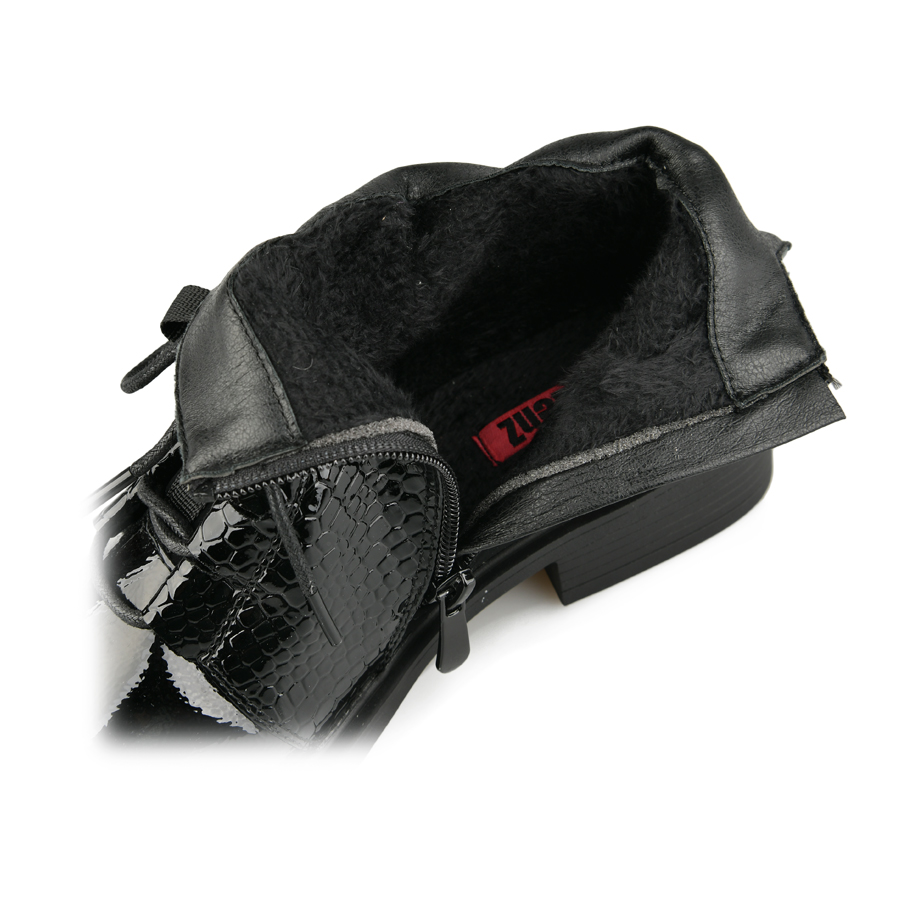 γυναικεία μποτάκια ύφασμα/οικολογικό δέρμα μαύρο 5