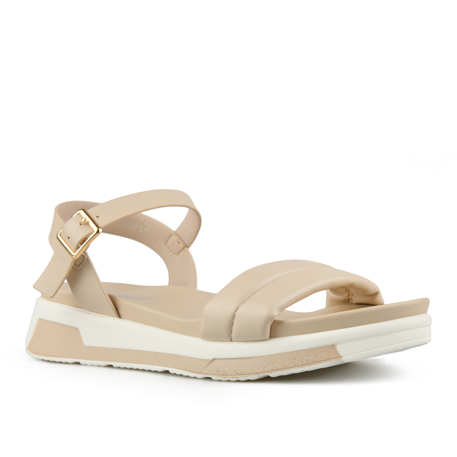 sandale damă piele ecologică bej deschis 2